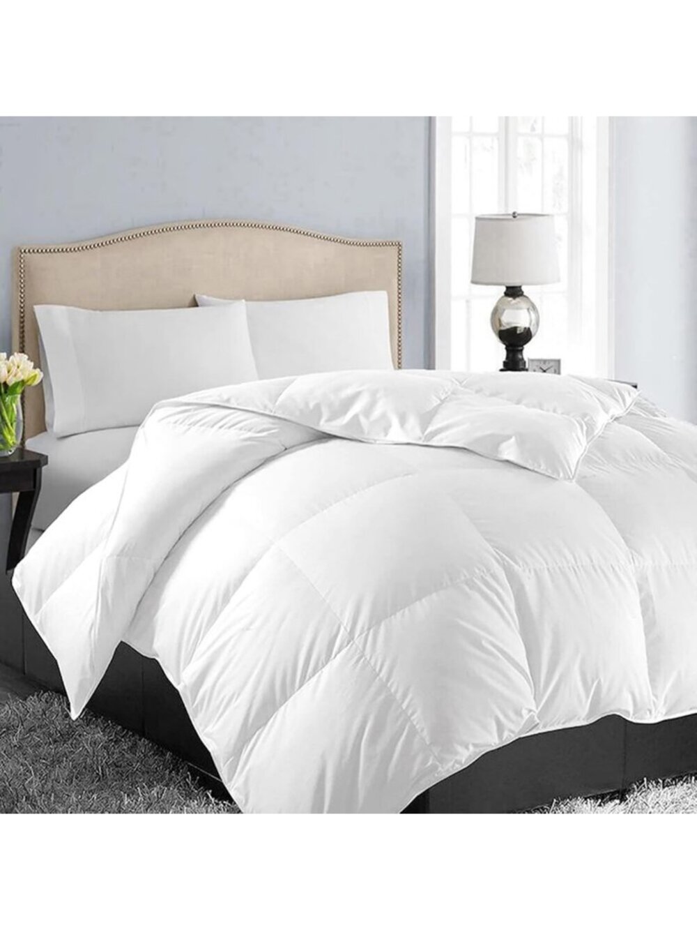 Cozy Queen Size Down Alternative Comforter - Soft, White, 88x88 Inches
